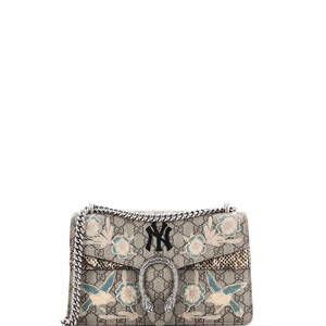 Gucci Small MLB Dionysus Bag Embroidered GG Coated Canvas with Python